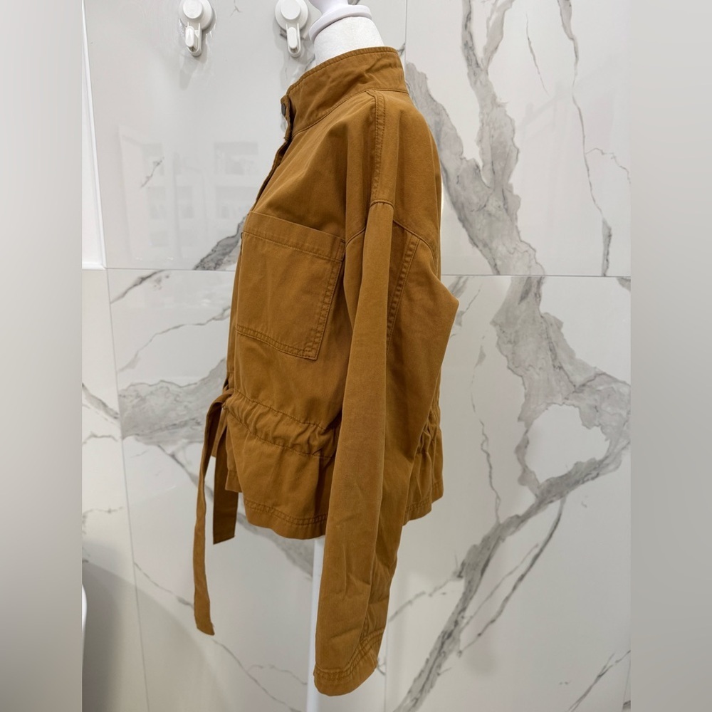 A Love's A Versatile Women's Brown Tan Button Up Tie Waist Utility Jacket - Picture 8 of 10